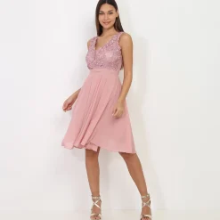 New La Modeuse Robe brodée à perles grandes tailles VieuxRose
