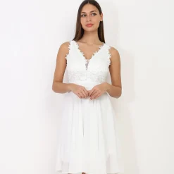 Discount La Modeuse Robe brodée à perles grandes tailles Blanc