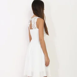 Discount La Modeuse Robe brodée à perles grandes tailles Blanc