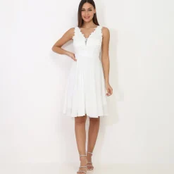 Discount La Modeuse Robe brodée à perles grandes tailles Blanc
