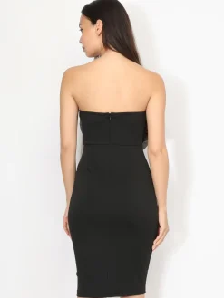 New La Modeuse Robe bustier à fleur en tulle XXL Noir