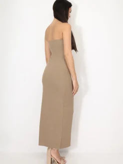 New La Modeuse Robe bustier moulante Taupe