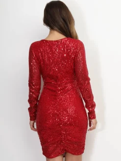Online La Modeuse Robe cache-c艙ur à sequins Rouge