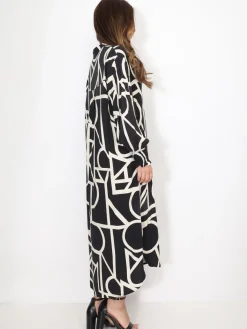 Outlet La Modeuse Robe chemise à motif géométrique Noir