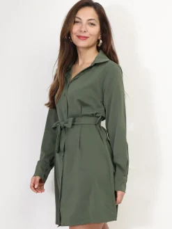 La Modeuse Robe chemise à nouer Kaki