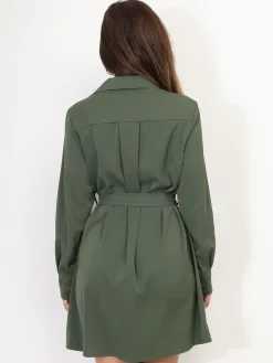La Modeuse Robe chemise à nouer Kaki