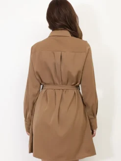 New La Modeuse Robe chemise à nouer Camel