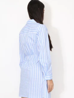 New La Modeuse Robe chemise à rayures en coton BleuClair