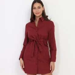 La Modeuse Robe chemise avec ceinture Bordeaux