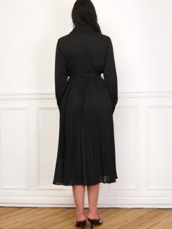 Hot La Modeuse Robe chemise plissée et ceinturée Noir