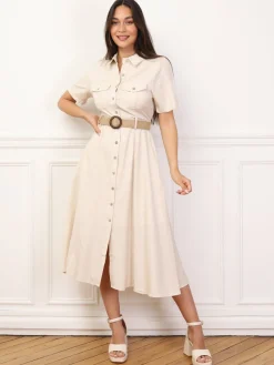 New La Modeuse Robe chemise style utilitaire Beige