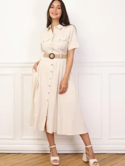 New La Modeuse Robe chemise style utilitaire Beige