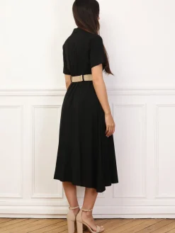 Clearance La Modeuse Robe chemise style utilitaire Noir
