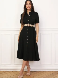 Clearance La Modeuse Robe chemise style utilitaire Noir