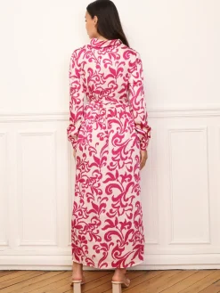 Best La Modeuse Robe chemise évasée à motifs Fuchsia