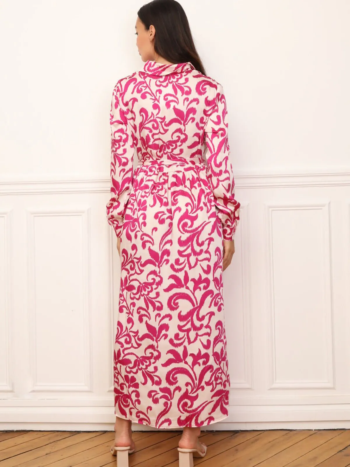 Best La Modeuse Robe chemise évasée à motifs Fuchsia
