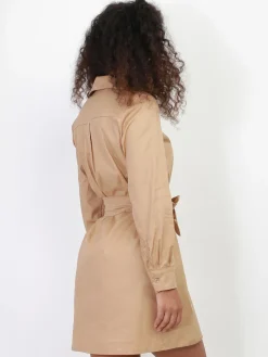 Clearance La Modeuse Robe chemisier à nouer Camel