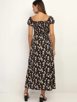 New La Modeuse Robe corset à imprimé fleurs Noir