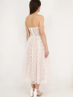Outlet La Modeuse Robe corset en tulle à pois Blanc