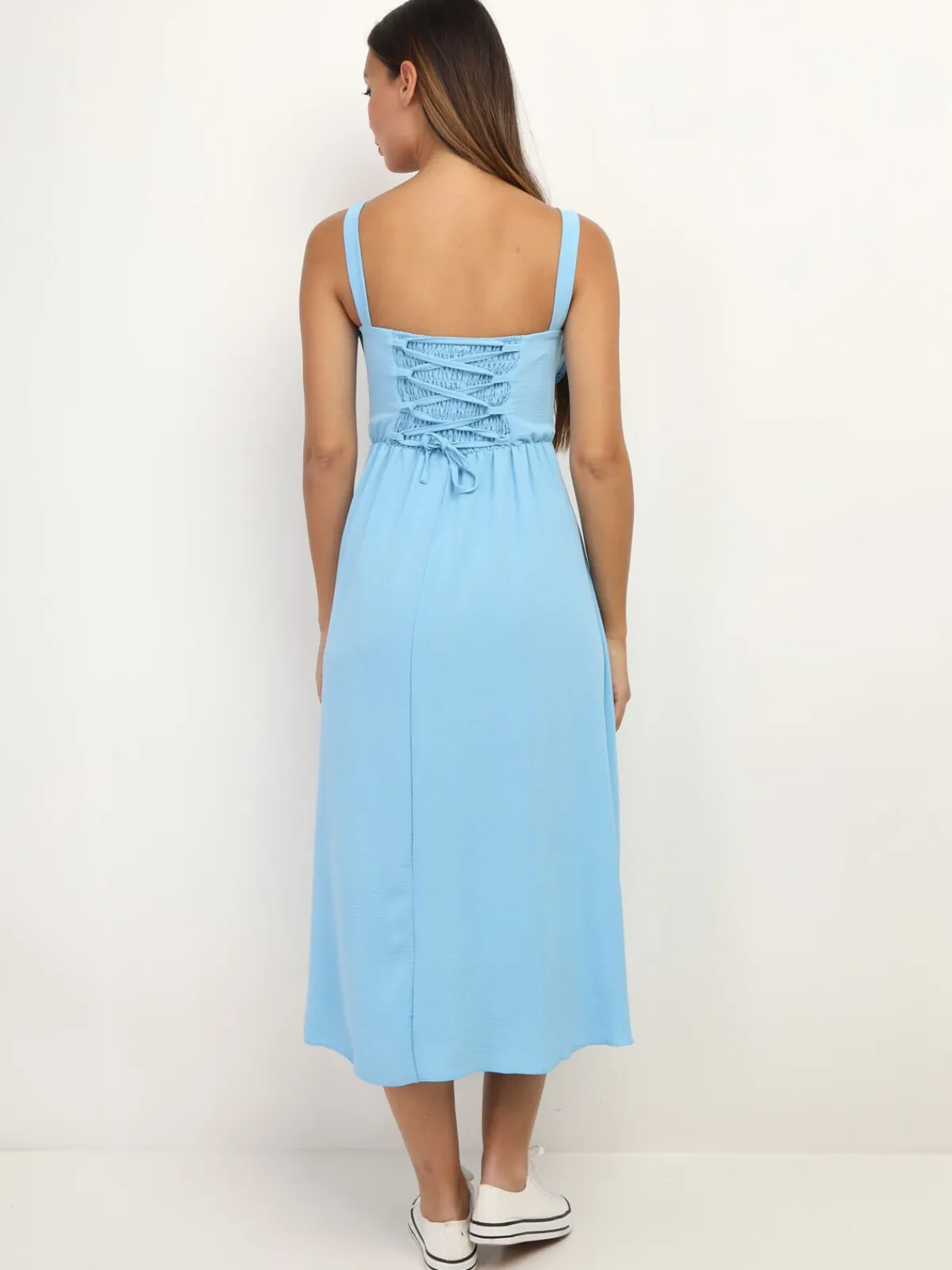 New La Modeuse Robe corset mi-longue à fente BleuClair
