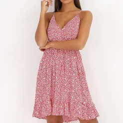 Hot La Modeuse Robe courte cache-c艙ur à fleurs Rouge