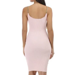New La Modeuse Robe côtelée à bretelles chaines Rose