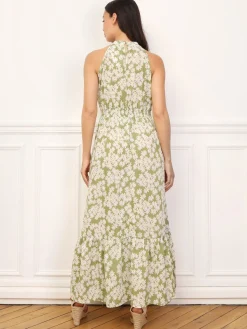 Online La Modeuse Robe cut-out à fleurs et broderie Vertclair