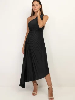 La Modeuse Robe cut-out et asymétrique plissée Noir
