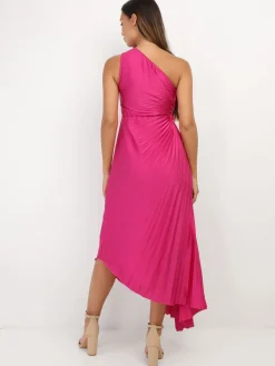 Online La Modeuse Robe cut-out et asymétrique plissée Fuchsia