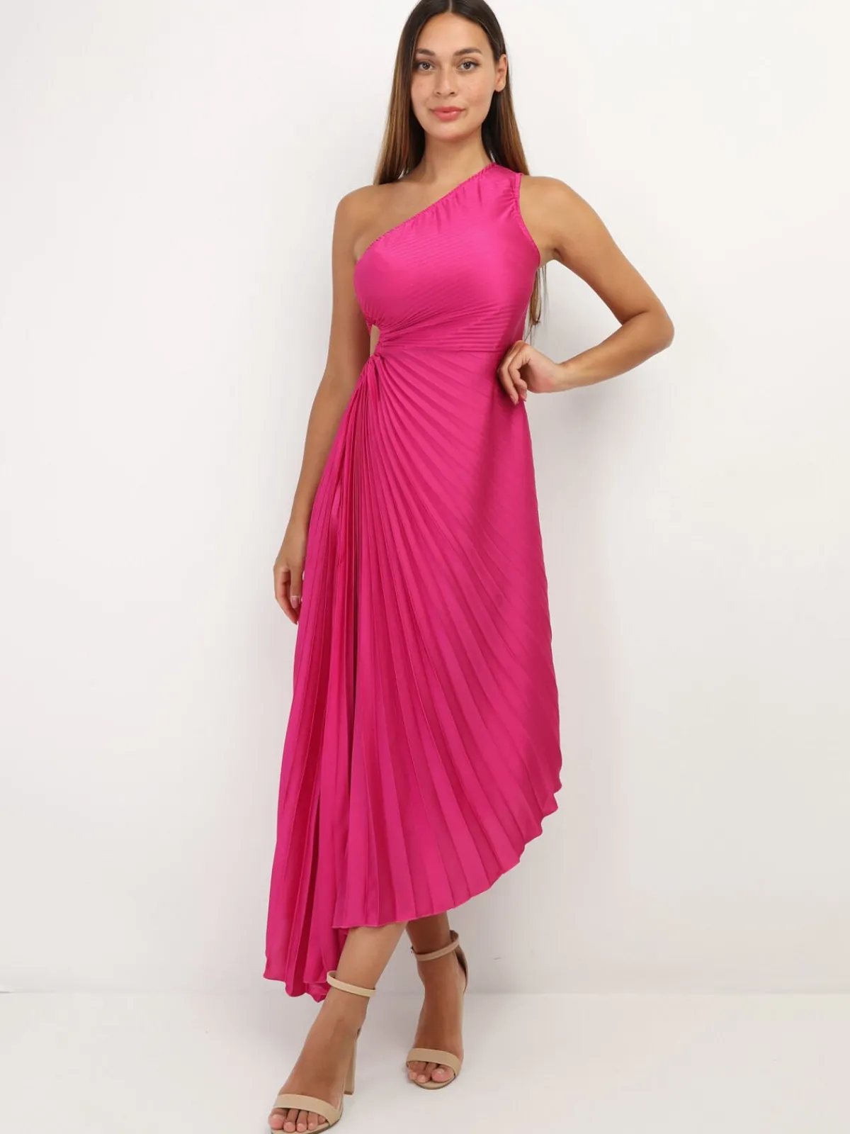 Online La Modeuse Robe cut-out et asymétrique plissée Fuchsia