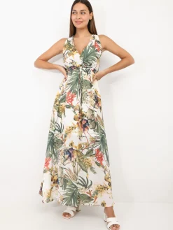 New La Modeuse Robe décolletée imprimé fleuri Blanc