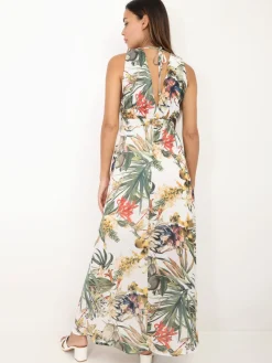 New La Modeuse Robe décolletée imprimé fleuri Blanc