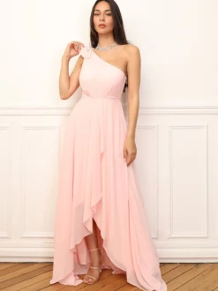 Sale La Modeuse Robe de cérémonie asymétrique et drapée Rose