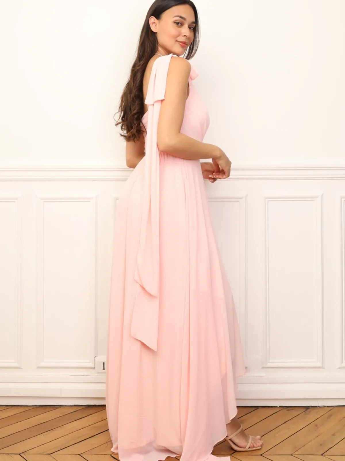 Sale La Modeuse Robe de cérémonie asymétrique et drapée Rose