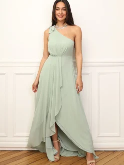 Online La Modeuse Robe de cérémonie asymétrique et drapée Vertclair