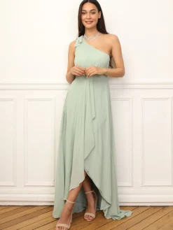 Online La Modeuse Robe de cérémonie asymétrique et drapée Vertclair