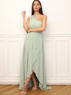 Online La Modeuse Robe de cérémonie asymétrique et drapée Vertclair