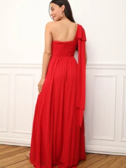 Outlet La Modeuse Robe de cérémonie asymétrique et drapée Rouge