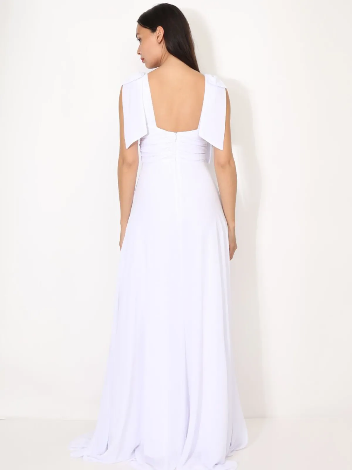 New La Modeuse Robe de cérémonie drapée à rubans Blanc