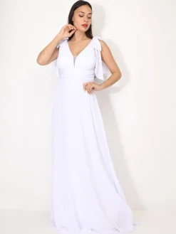 New La Modeuse Robe de cérémonie drapée à rubans Blanc