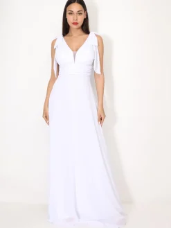New La Modeuse Robe de cérémonie drapée à rubans Blanc