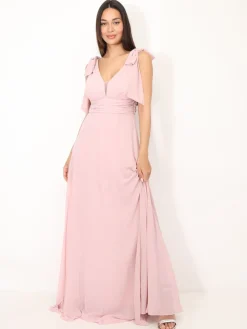 Hot La Modeuse Robe de cérémonie drapée à rubans VieuxRose