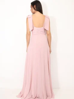 Hot La Modeuse Robe de cérémonie drapée à rubans VieuxRose