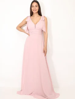 Hot La Modeuse Robe de cérémonie drapée à rubans VieuxRose