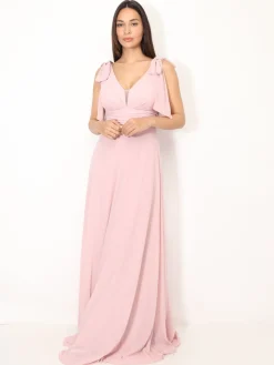 Hot La Modeuse Robe de cérémonie drapée à rubans VieuxRose