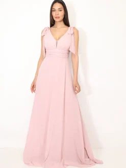 Hot La Modeuse Robe de cérémonie drapée à rubans VieuxRose