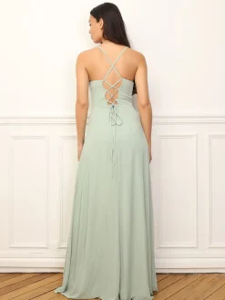 Best La Modeuse Robe de cérémonie fendue à volants Vertclair