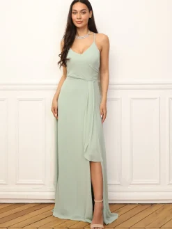 Best La Modeuse Robe de cérémonie fendue à volants Vertclair