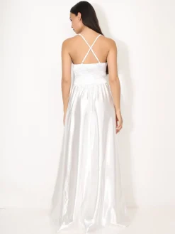Best La Modeuse Robe de cérémonie satinée et fendue Blanc