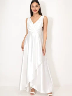 Sale La Modeuse Robe de cérémonie satinée et drapée Blanc